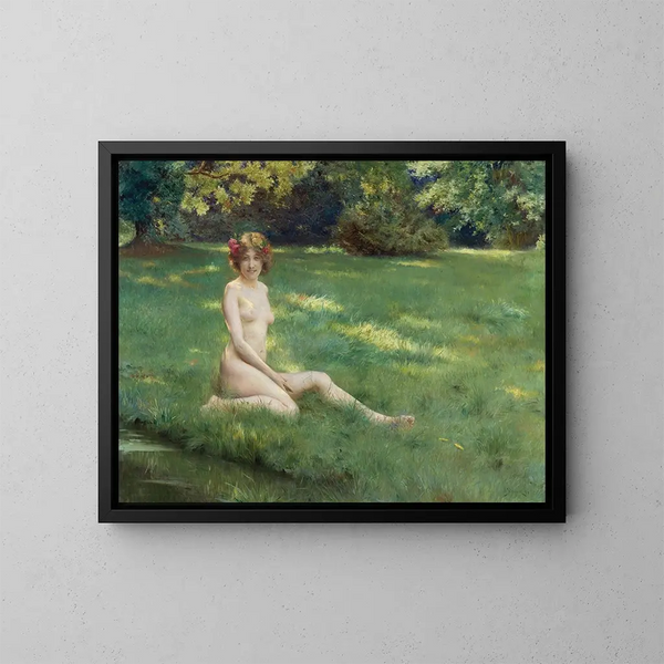 Ein Nackter auf der Wiese - Julius LeBlanc Stewart — gerahmtes Bild an der Wand