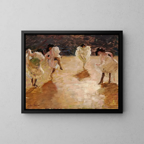 Junge Frauen, die den Cancan in Paris tanzen - Julius Paulsen — gerahmtes Bild an der Wand