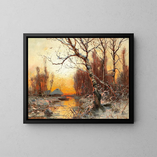 Julius Sergius Klever - Winter Landscape With Birch In The Evening Light.webp