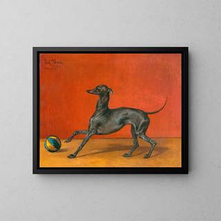 Julius von Blaas - A Greyhound or Italian Sighthound with Ball.webp