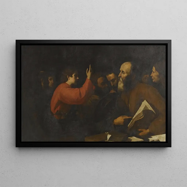 Der Christus unter den Gelehrten im Tempel - Jusepe de Ribera — gerahmtes Bild an der Wand