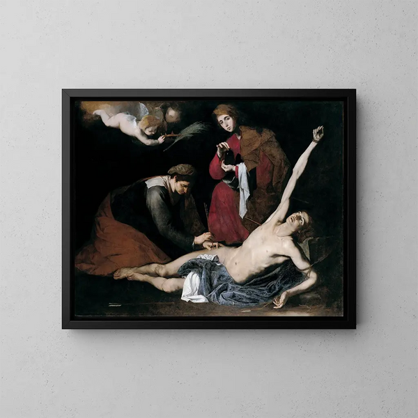 Saint Sébastien soigné par les saintes femmes - Jusepe de Ribera — gerahmtes Bild an der Wand