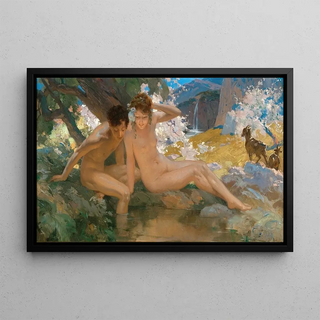 Justin Edouard Rene Lelong - Springtime at a Creek.webp