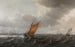 Ein Mündung mit leichten Booten bei starkem Wind Ansicht von Haarlem in der Ferne - Justus de Verwer — Ansicht des Kunstwerks