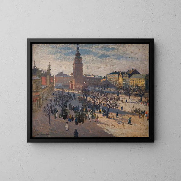 Place du marché principal à Cracovie - Józef Mehoffer — gerahmtes Bild an der Wand