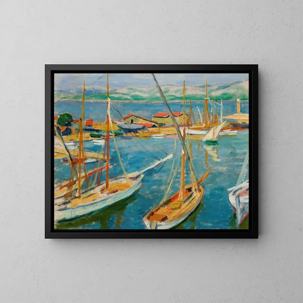 Hafen von Saint-Tropez - Józef Pankiewicz — gerahmtes Bild an der Wand