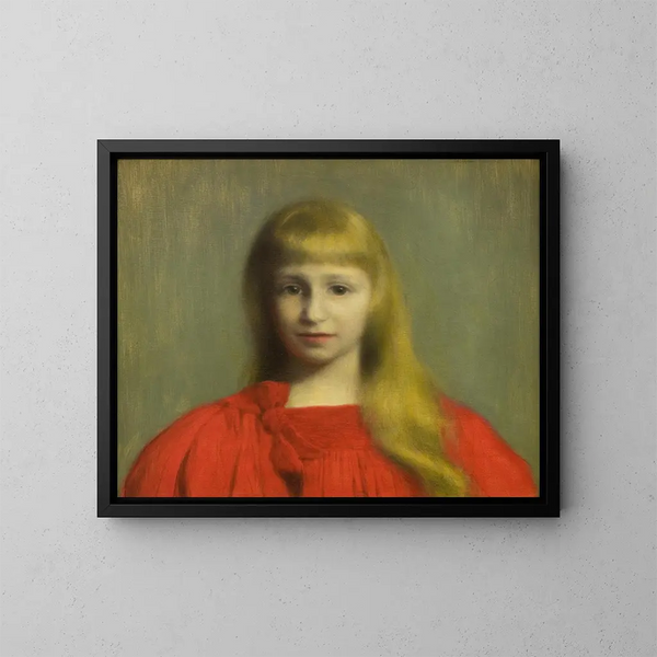 Kleines Mädchen im roten Kleid - Józef Pankiewicz — gerahmtes Bild an der Wand