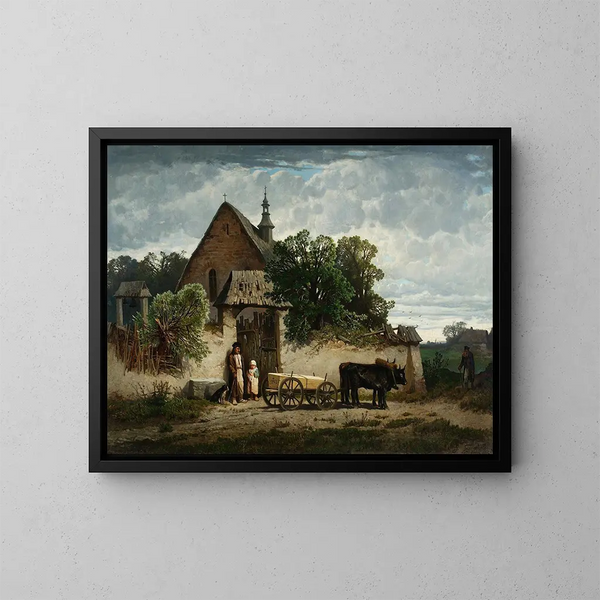 Begräbnis eines Bauern - Józef Szermentowski — gerahmtes Bild an der Wand