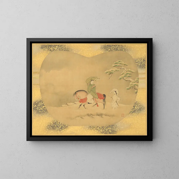 Mann auf Pferd - Kanō Tsunenobu — gerahmtes Bild an der Wand