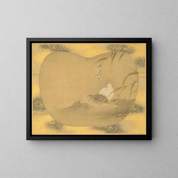 Sauvagine und Wachtel - Kanō Tsunenobu — gerahmtes Bild an der Wand