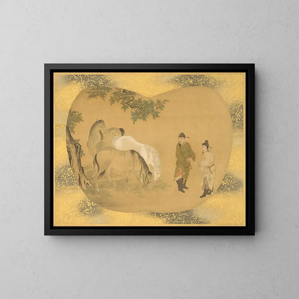 Offiziere zu Pferd - Kanō Tsunenobu — gerahmtes Bild an der Wand