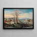 Winterlandschaft mit zahlreichen Figuren in einem Dorf - Karel Beschey — gerahmtes Bild an der Wand