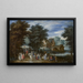 Kavaliere und Spaziergänger auf einem Weg in einer Flusslandschaft - Karel Beschey — gerahmtes Bild an der Wand