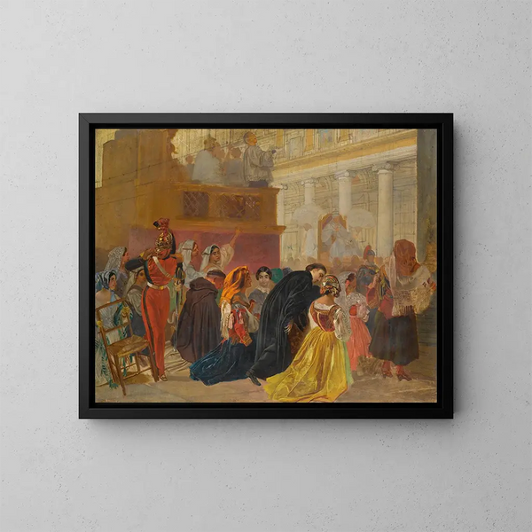 Studie für die Rückkehr von Papst Pius IX. nach Rom im Jahr 1850 - Karl Bryullov — gerahmtes Bild an der Wand