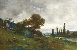Karl Daubigny - Shepherdess On The Banks Of The River.webp