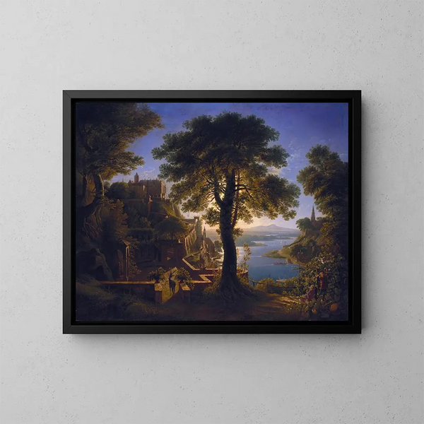 Château am Flussufer - Karl Friedrich Schinkel — gerahmtes Bild an der Wand