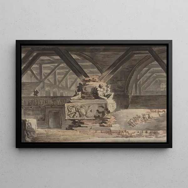 Szene-Dekor: eine sepulkrale Gewölbe - Karl Friedrich Schinkel — gerahmtes Bild an der Wand