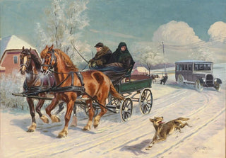 Karl Hansen Reistrup - Vinterparti med en hestevogn.webp