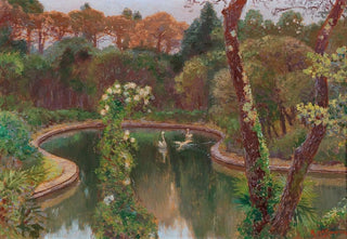 Karl Hofmann - Swans in the Park at Miramare Castle near Trieste.webp