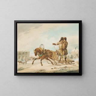 Karl Ivanovich Kollman - SleighRide Through A Russian Town.webp