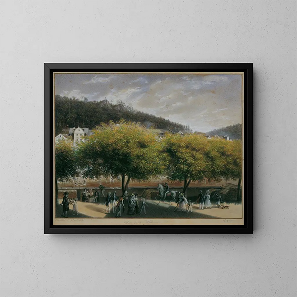 Die neue Wiese in Karlsbad - Karl Joseph Aloys Agricola — gerahmtes Bild an der Wand