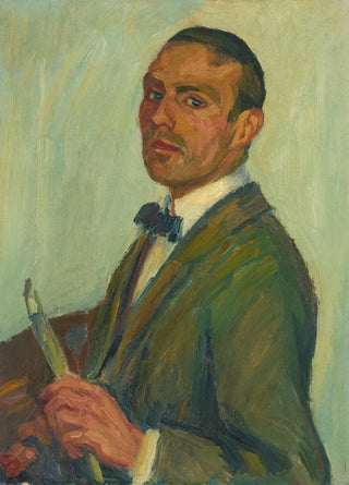 Karl Krebs - Selfportrait with paintbrush and palette.webp