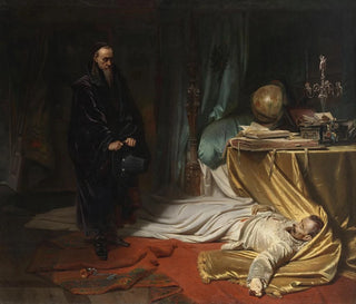 Karl Theodor von Piloty - Seni vor der Leiche Wallensteins.webp