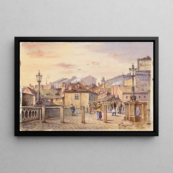 Karl Wenzel Zajicek - Die Magdalenenbrcke ber den Wienfluss.webp