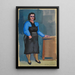 Unbenanntes Gemälde Frau in blauer Bluse und schwarzem Kleid - Karl Wiener — gerahmtes Bild an der Wand