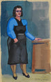 Unbenanntes Gemälde Frau in blauer Bluse und schwarzem Kleid - Karl Wiener — Ansicht des Kunstwerks