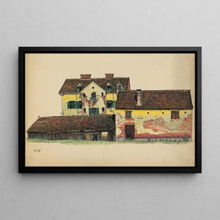 Karl Wiener - Ohne Titel Huser mit Holzscheune.webp