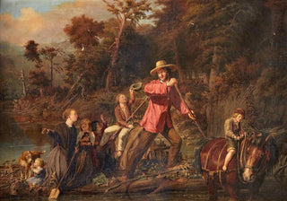 Karl Wilhelm Friedrich Bauerle - The Sywatter Family Fording a River.webp