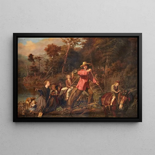 Karl Wilhelm Friedrich Bauerle - The Sywatter Family Fording a River.webp