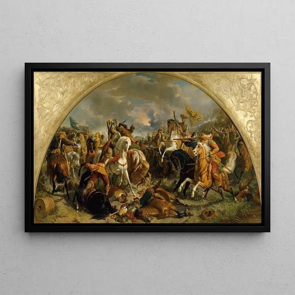 Die Sieges der österreichischen Armee über die Schweden bei Nördlingen 1634 - Karl von Blaas — gerahmtes Bild an der Wand