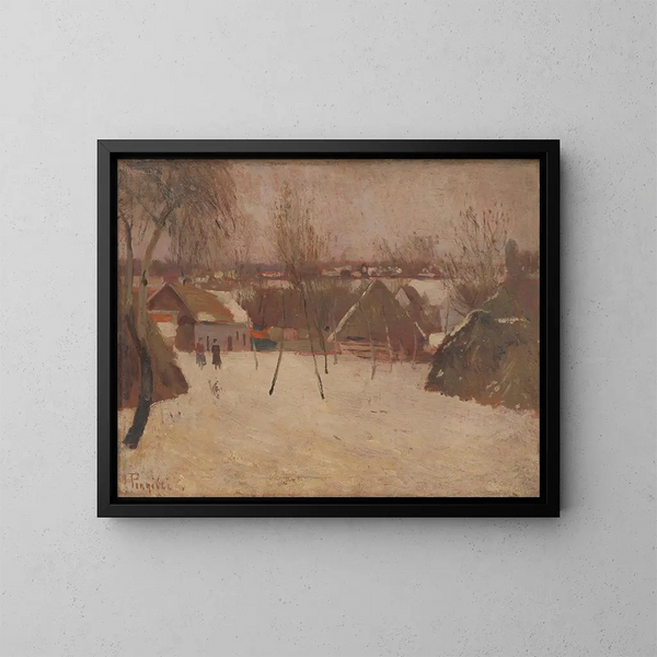 Dorf im Winter - Karol Pongrácz — gerahmtes Bild an der Wand