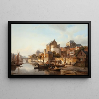 Kasparus Karsen - A view of a town by a river.webp