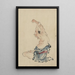 Ein Mann mit nacktem Oberkörper, sitzend im Schneidersitz, Arme über dem Kopf, beim Strecken oder Yoga - Katsushika Hokusai — gerahmtes Bild an der Wand