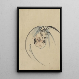 Katsushika Hokusai - Hotei the god of good fortune one of the seven lucky gods facing front with his head resting on his hands.webp