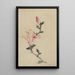 Großes Blumen-Gemälde rosa auf einem Stiel mit drei zusätzlichen Knospen - Katsushika Hokusai — gerahmtes Bild an der Wand