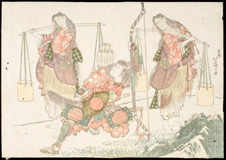 Katsushika Hokusai - Minamoto no Tametomo and Two Salt Gatherers.webp