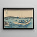 Sonnenuntergang auf der Brücke von Ryogoku vom Ufer von Ommaya - Katsushika Hokusai — gerahmtes Bild an der Wand