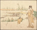 Frau und Kind in einem Garten, Fragment des Fisches Verkäufers - Katsushika Hokusai — Ansicht des Kunstwerks