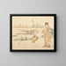 Frau und Kind in einem Garten, Fragment des Fisches Verkäufers - Katsushika Hokusai — gerahmtes Bild an der Wand