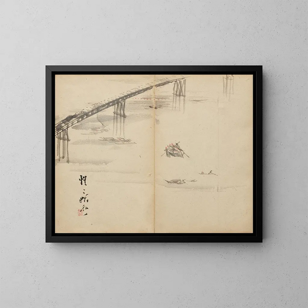 Bateaux sur une rivière - Kawanabe Kyōsai — gerahmtes Bild an der Wand