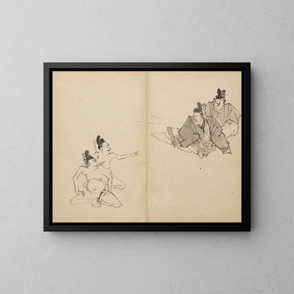 Hofdamen - Kawanabe Kyōsai — gerahmtes Bild an der Wand