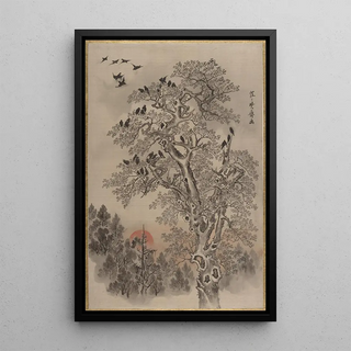 Kawanabe Kysai - Flock of Crows at Dawn.webp