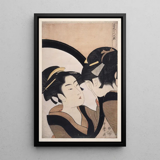 Kitagawa Utamaro - A woman looking at her reflection in a mirror.webp