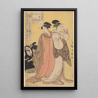 Kitagawa Utamaro - Courtesan Oriwae small child looking in mirror at back.webp