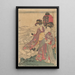 Zwei Frauen mit Kindern am Meer - Kitagawa Utamaro — gerahmtes Bild an der Wand