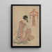 Frau mit Rolle - Kitagawa Utamaro — gerahmtes Bild an der Wand